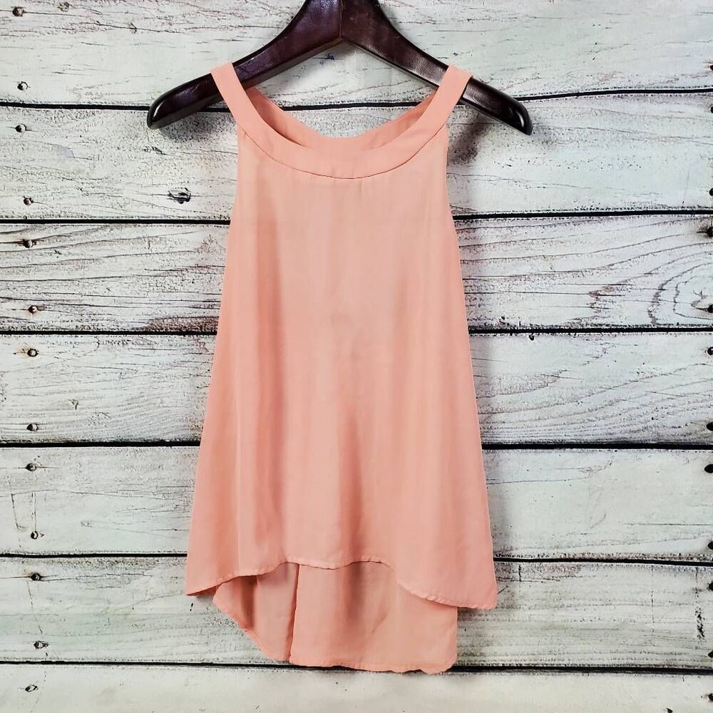 BKE red Women's Peach Sleeveless High Neck Halter Top Size Small Back Strap Deta
